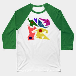 Angular Retro Colorful Pattern Baseball T-Shirt